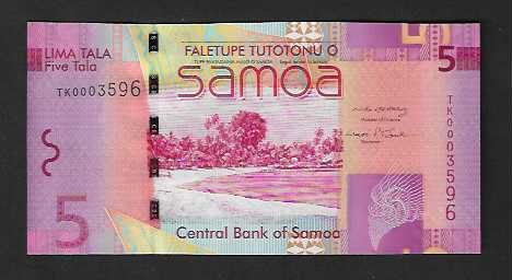 Banconote: Samoa  5  Tala  Bankfrisch – Nuovo (secondo la descrizione) da Gordola venduto da coinsandnotes 1
