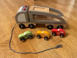 Holzfahrzeug Lastwagen mit 3 Autos