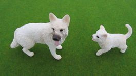 Schleich weisser Schäferhund mit Jungtier  ( Rarität )