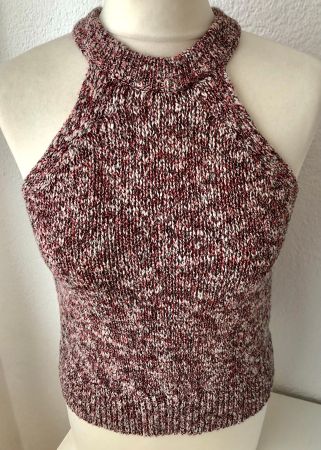Mango MNG Neckholder-Top, S / 36, rot-weiss, Baumwolle Shirt