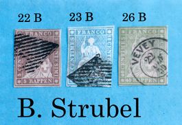 1854 Strubel  schöne und feine Marken aus der Serie B