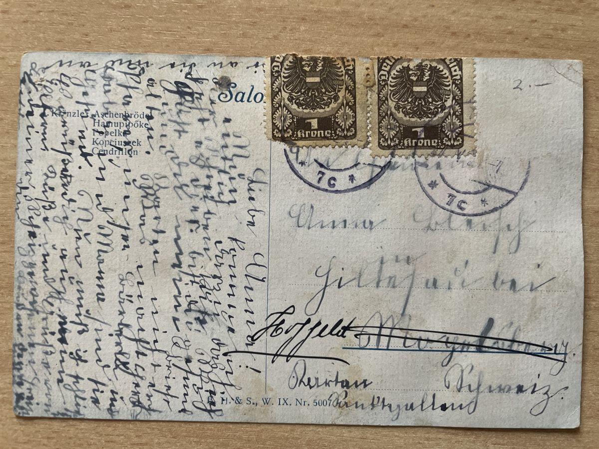 Cartoline postali: Antike Ansichtskarte Aschenbrödel Märchen, Kränzle Wien – Usato da Neuhausen am Rheinfall venduto da Arielle55 1