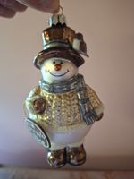 neu: Sujet Weihnachtskugel Schneemann aus Glas 13cm