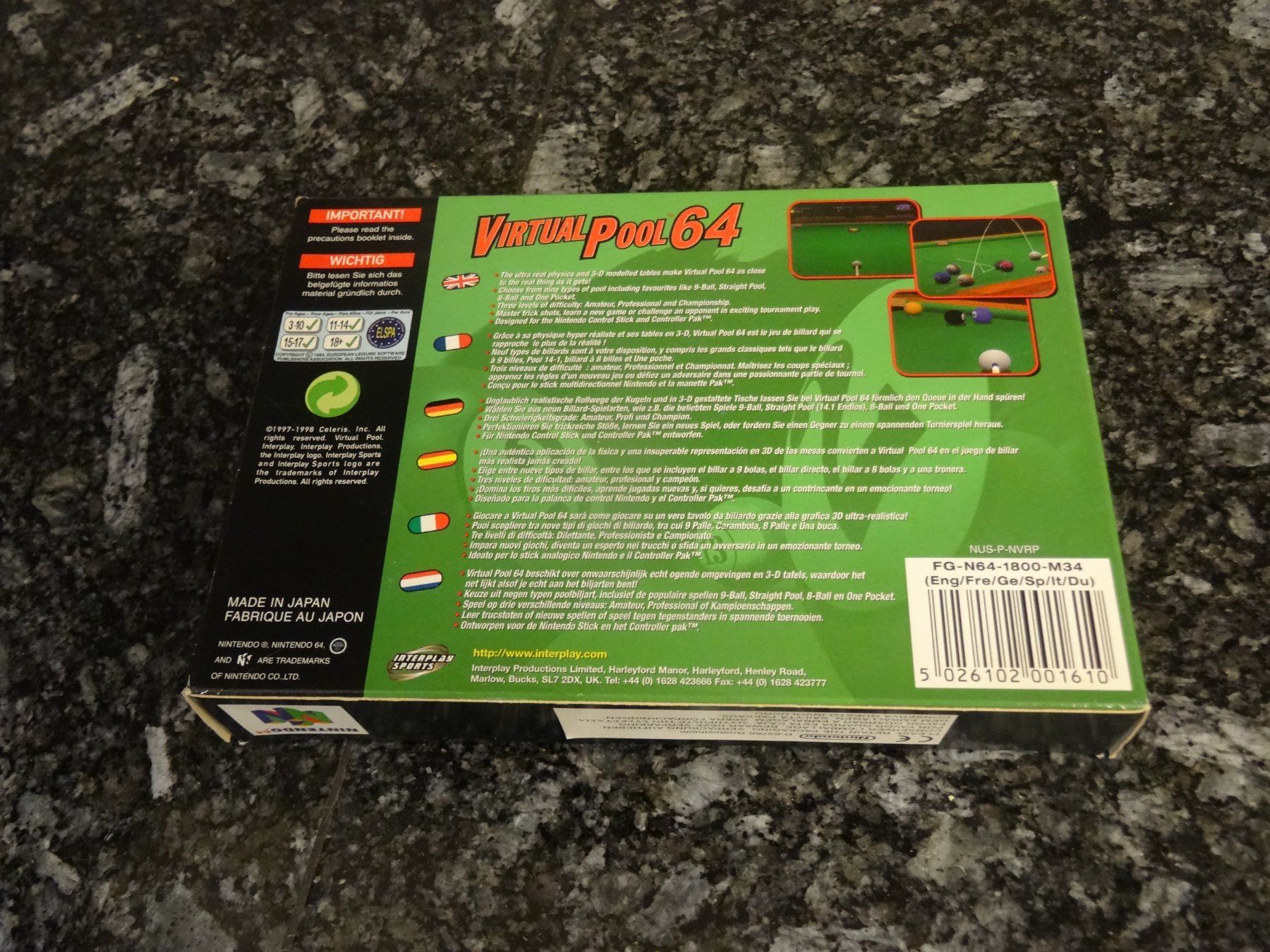 Nintendo Giochi: Nintendo 64 N64 Virtual Pool 64 - OVP – Usato da Olten venduto da Disc-Ausverkauf 1