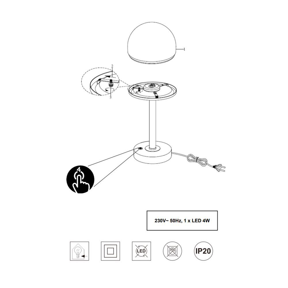 Lampade: LED Tischleuchte, Dimmer, 39 cm Höhe – Nuovo (secondo la descrizione) da Kreuzlingen venduto da Smart-Light 3