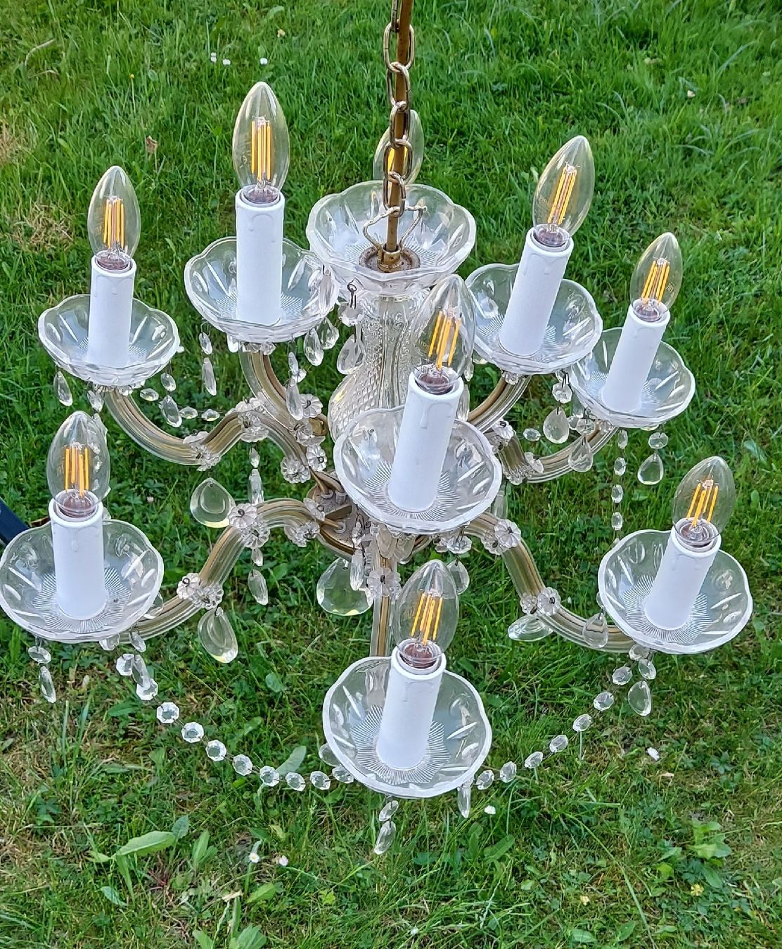Lampadari & plafoniere: Vintage Deckenleuchter 9 Arme mit Kristallglas – Usato da Allenwinden venduto da Jojoly