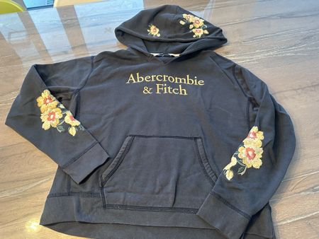 Kapuzenpullover Abercrombie & Fitch Blumen Grösse M blau