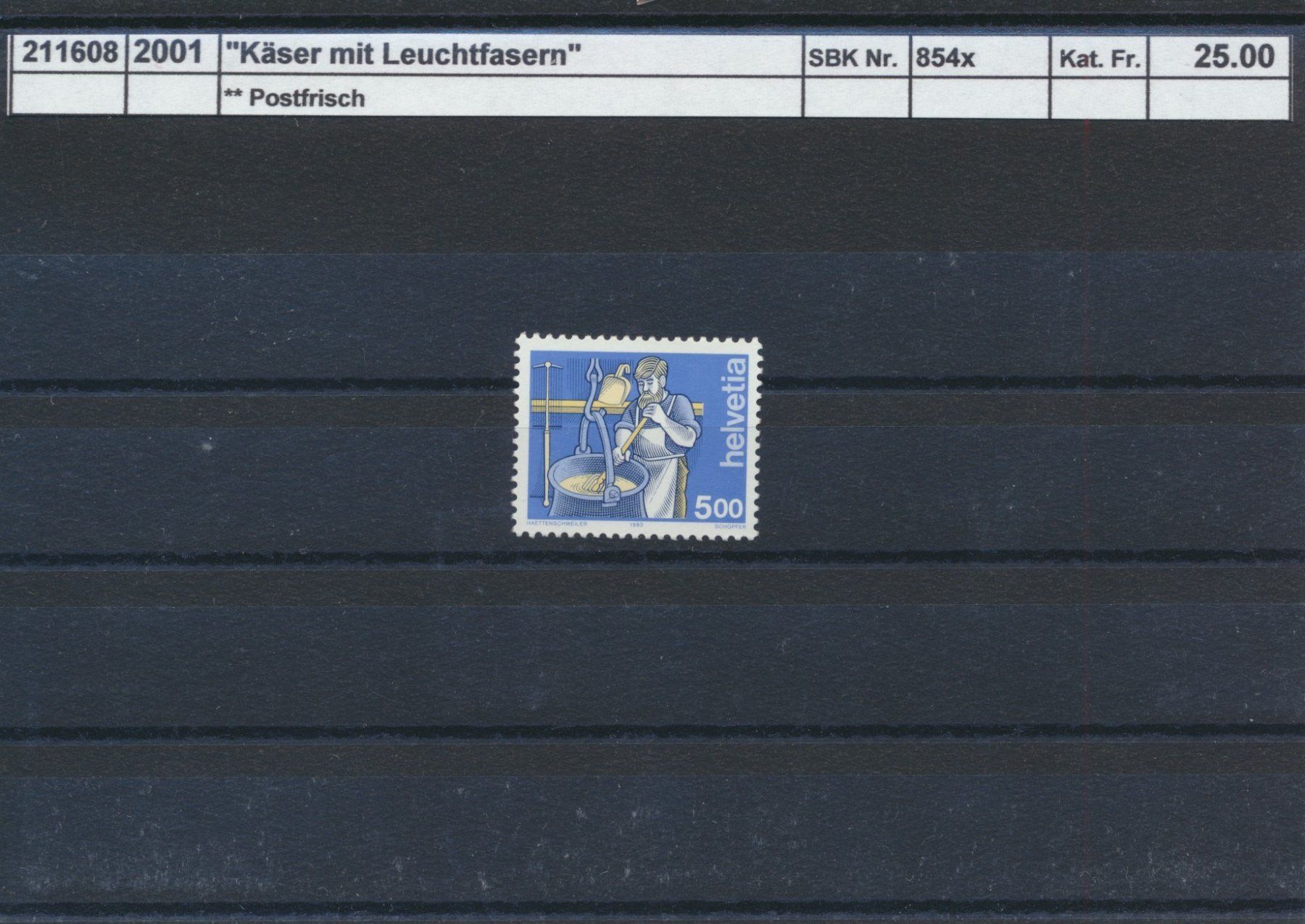 Alle Briefmarken: 2001 "Käser - Papieränderung" - Leuchtfasern, ** postfrisch – Neu (gemäss Beschreibung) aus Winterthur von Zupogeru