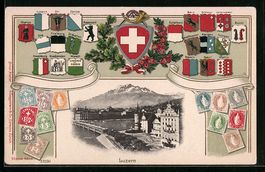 Präge-AK Luzern, Teilansicht der Stadt,