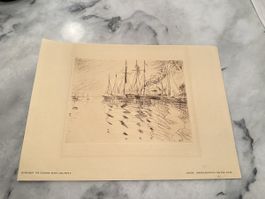 Originalradierung Emil Nolde "Schiffe" von 1907,