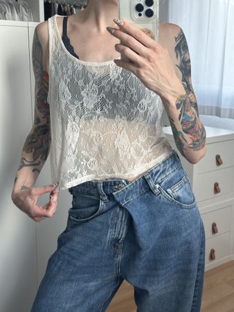 Spitzentop Strandtop Tally Weijl weiss Grösse XS