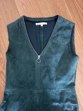 Wildleder Kleid, Gr. S, Dunkelgrün, Reissverschluss Top