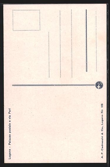Ansichtskarten: AK Lugano, Palazzo postale e via Peri – Gebraucht aus Berlin von bartko-reher 1