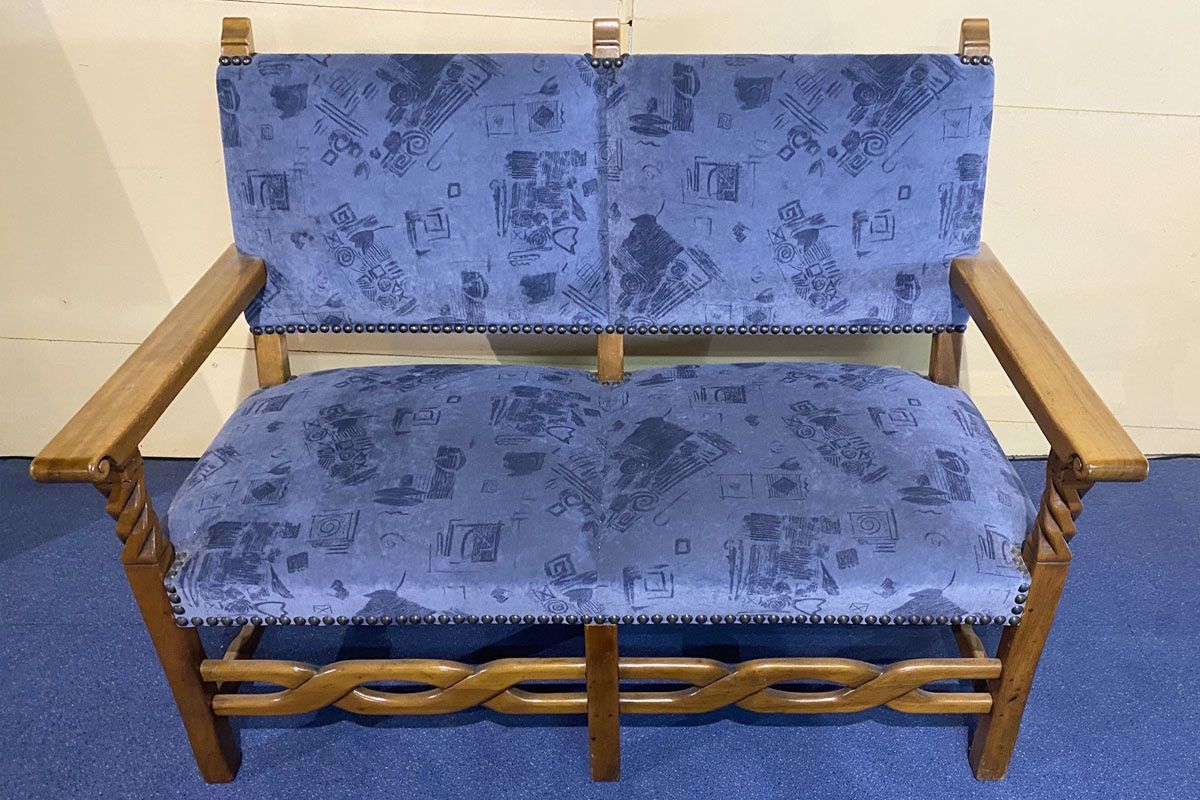 Tessuti: 2er Stoff - Holzsofa - blauer Stoffvbezug – Usato da Ballwil venduto da ClassicGallery