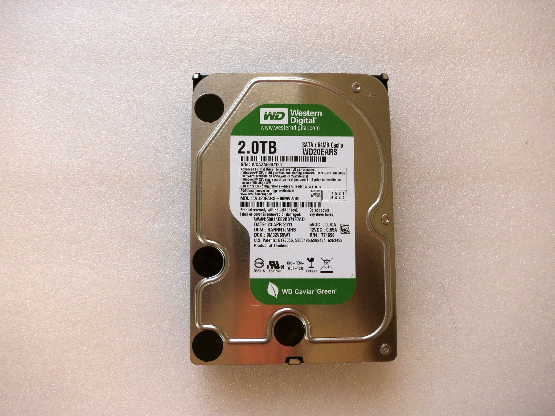Western Digital Dischi rigidi: Harddisk WD20EARS 2TB SATA II 216std – Usato da Neuhausen venduto da Juhui584