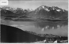 Aussicht von Haltenegg auf Thunersee und Alpenkette