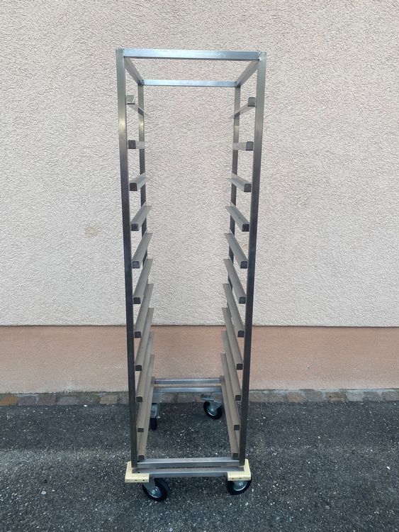 GN Tablettwagen Für 10 Tabletts 1/1 – Robuster Transportwagen Aus Alu & MDF Mit Rollen