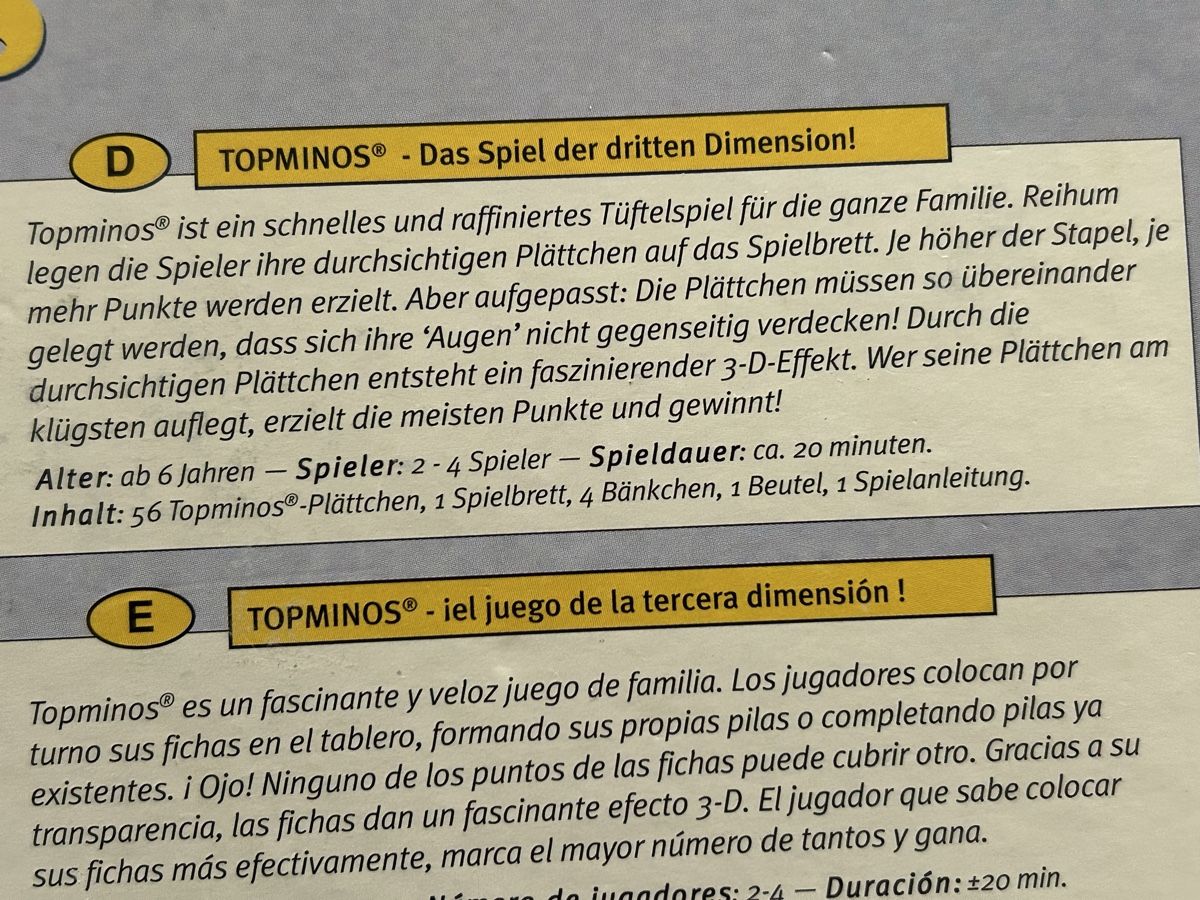 Goliath Spiele: Topminos - Das Spiel der dritten Dimension, komplett – Gebraucht aus Wolhusen von eve_m6cg 2