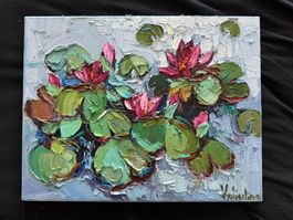 Pink Water Lilies orig. Oil Painting  Lilien