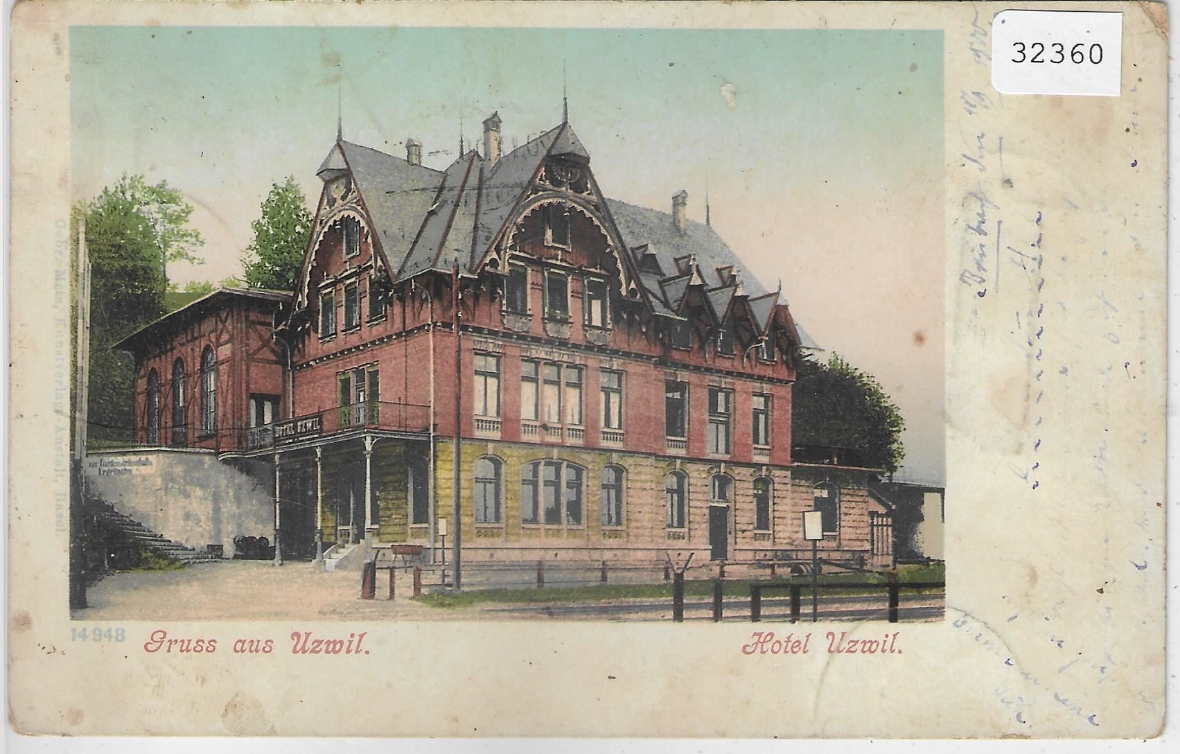 Ansichtskarten: Gruss aus Uzwil - Hotel Uzwil - Litho – Gebraucht aus Ettingen von Kartenplanet