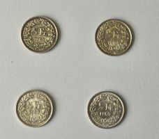4x50 Rappen Silbermünzen - 2x Jg. 1964, 2x Jg. 1967