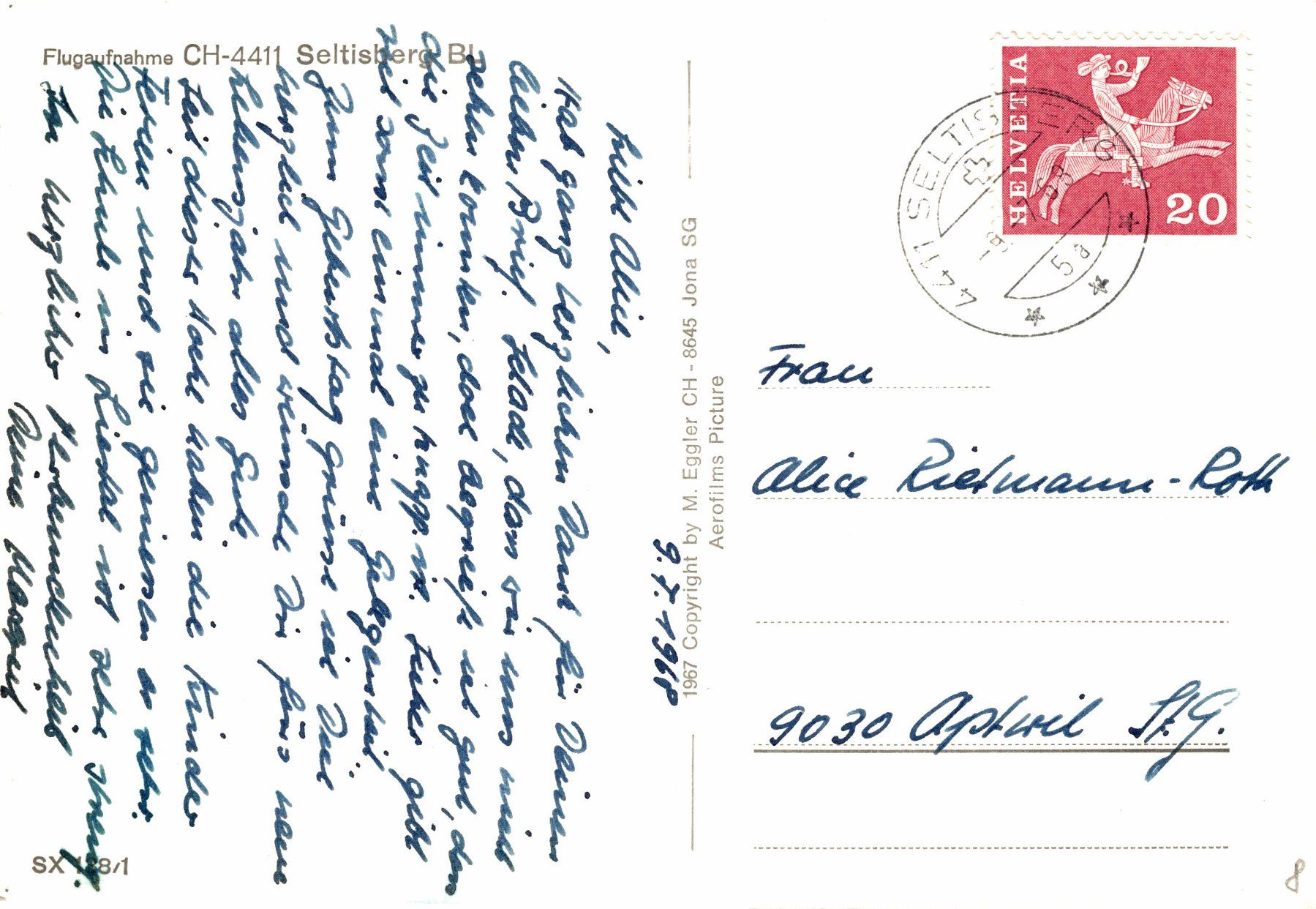 Cartoline postali: Flugaufnahme Seltisberg BL – Usato da Bronschhofen venduto da Astore 1