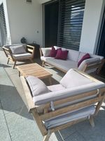 Lounge Set Holz hell mit Polstern gebraucht</div>