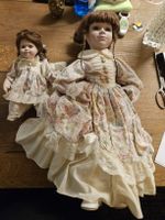 2 Porzellanpuppen mit Kleid für Sammler Mutter und Kind (S)