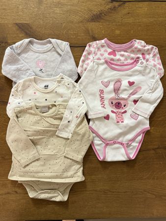 5 Baby-Bodys Langarm Gr. 68 – süße Designs