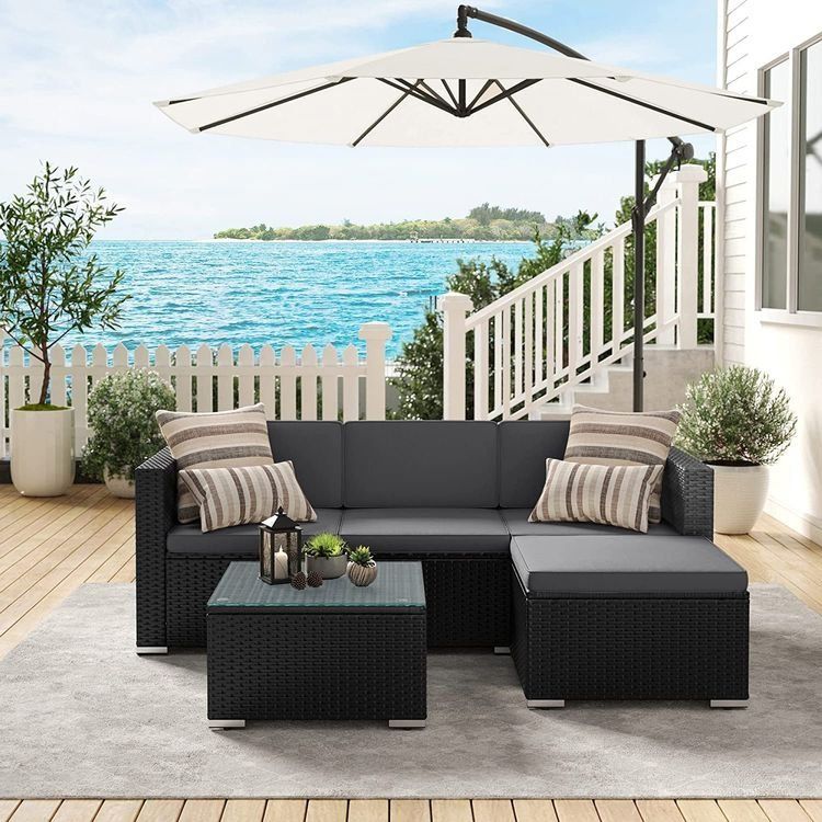 Divani: Gartenmöbel Polyrattan Ecksofa Schwarz Grau HELIOS – Nuovo e nell'imballaggio originale da Lachen SZ venduto da MAMORU-MOEBEL 4