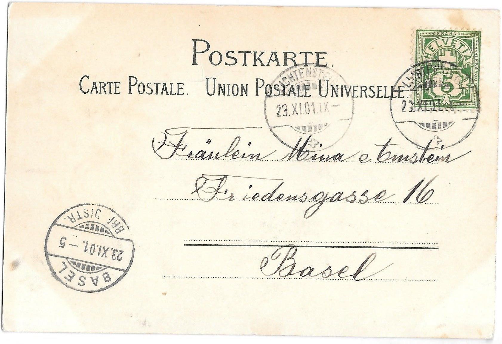 Cartes postales: Lichtensteig Ansicht verziert mit Blumen – D'occasion à Olten par clotaldi 1