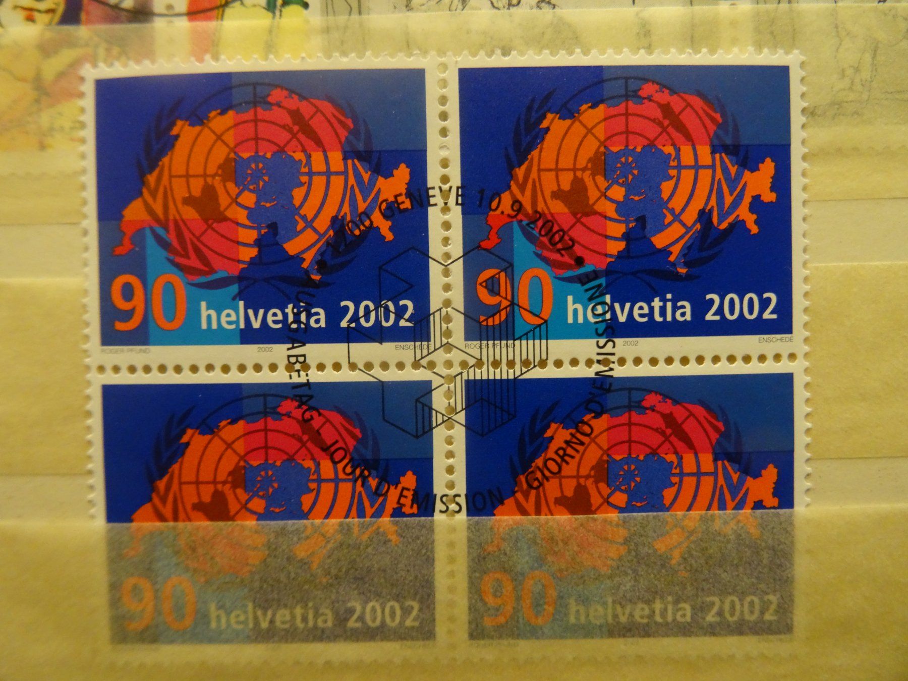 Alle Briefmarken: 2002 Uno-Beitritt ET-VIERERBLOCK – Gebraucht aus Olten von pechsisa1