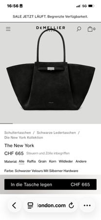Demellier The New York Schwarz Velours Leder