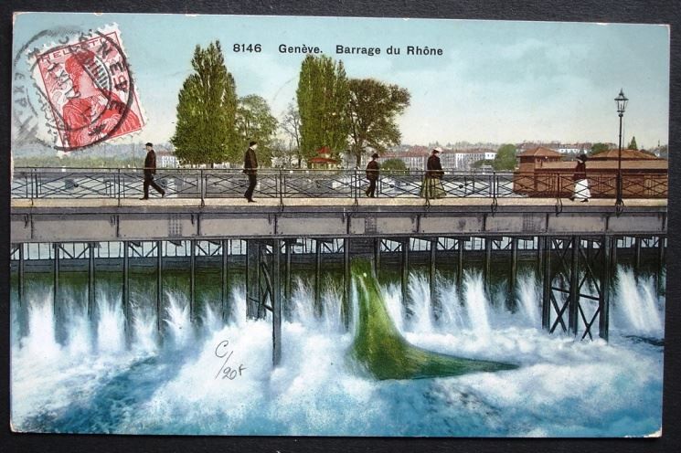 Ansichtskarten: GENÈVE Barrage du Rhône – Gebraucht aus Jona von philajona