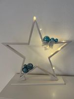 Holzstern mit Licht Deko Weihnachtsperlen