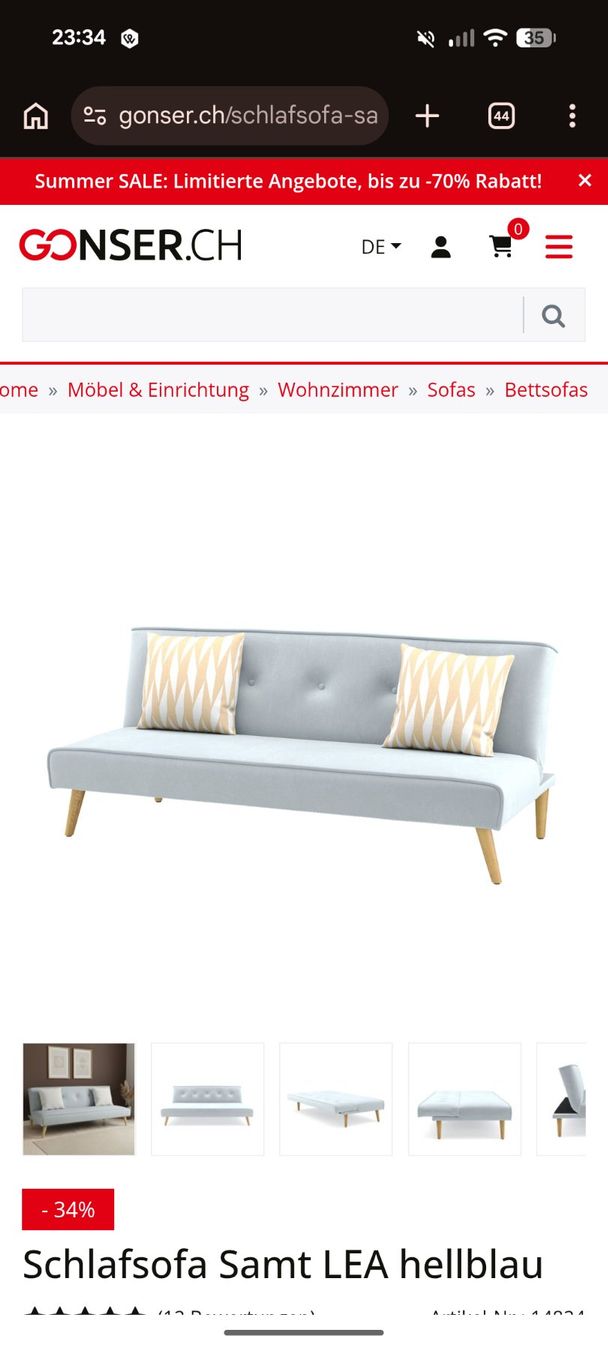 Sofas: Bettsofa hellblau – D'occasion à Bellikon par mic_s5gk