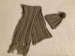 Woll Mütze und Woll Schal Set