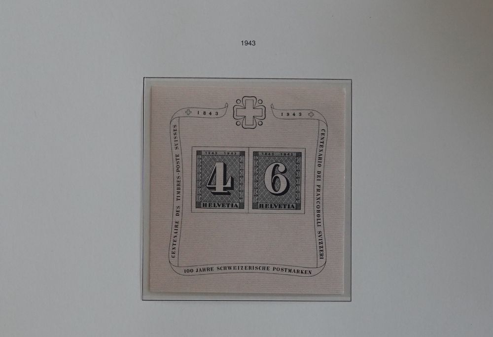 Jubiläumsblock 100J. Schweiz. Postmarken 1943 ungestempelt (Neu (gemäss ...