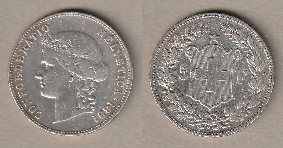 Tutti le monete: Grosser Fünfliber 1891 – Usato da Allschwil venduto da Coinfreak