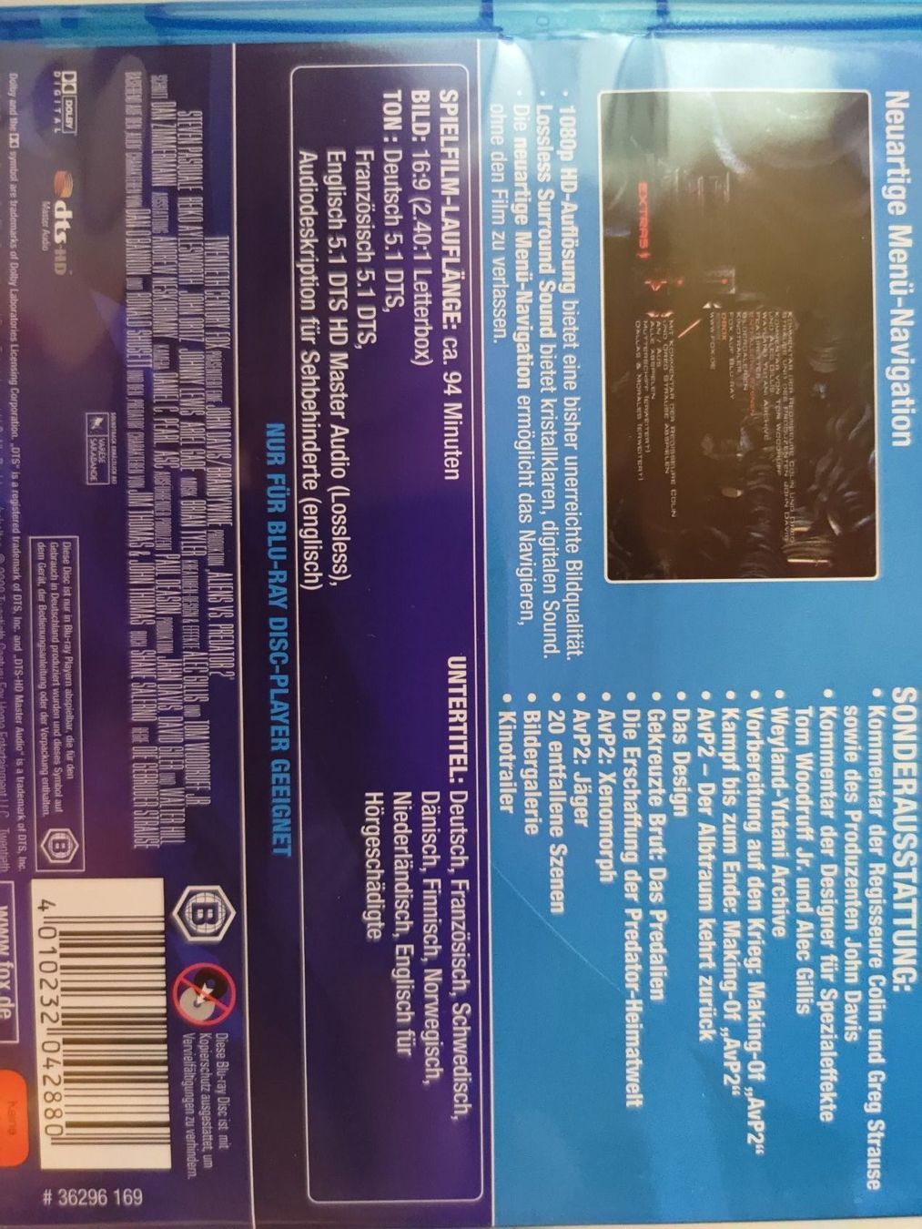 Tutti i DVDs: Aliens vs. Predator 2 – Usato da Liestal venduto da Kratzilla 3