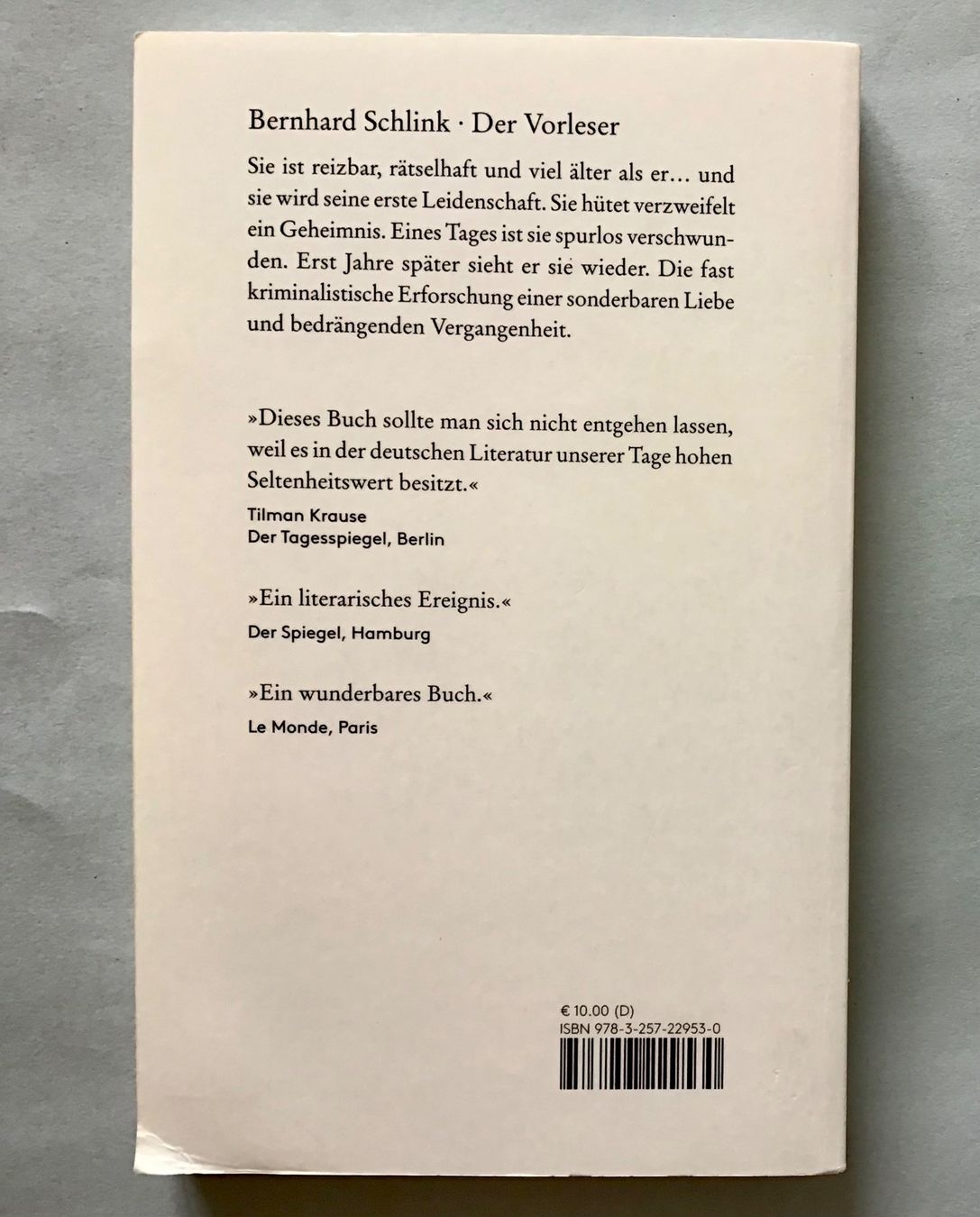 Bücher: Buch: Der Vorleser (von Bernhard Schlink) – Gebraucht aus Bubendorf von Alpenheidi 1