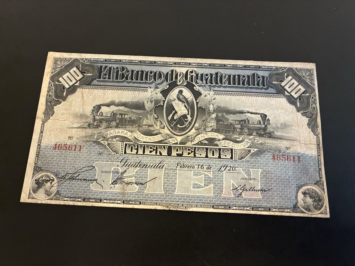 Banconote: 100 Pesos GUATEMALA 1925 PS.147d – Usato da Dällikon venduto da Woldbanknoten 1
