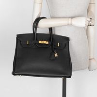 Hermès Birkin 35 Noir Clemence GHW Vintage 2001 Full Set