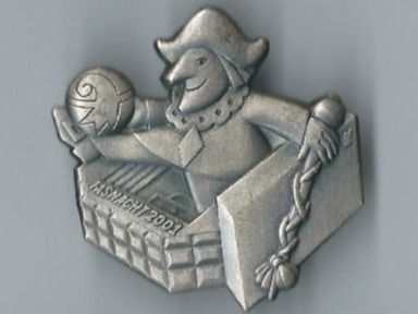 Basler Placchette & Badge: Fasnachtsplakette Basel, "Blaggedde" 2001 (Silber) – Usato da Zürich venduto da t24_de