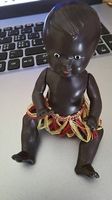 Alte Puppe schwarz von Emil Schwenk ca.1950 er