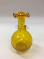 Vintage Glasvase, bernsteinfarben, Handarbeit