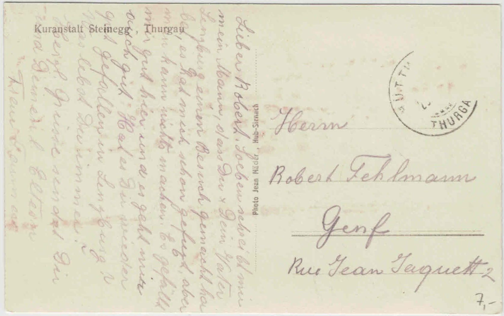 Ansichtskarten: TG 15 Steinegg Kuranstalt – Gebraucht aus Fribourg von philafri 1