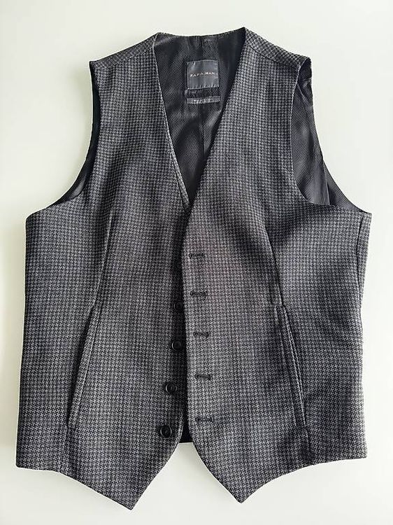 Gilet & Giacche: Zara Man Herren Weste Gr. S elegant schwarz/grau kariert – Usato da Greifensee venduto da dba_ct9r