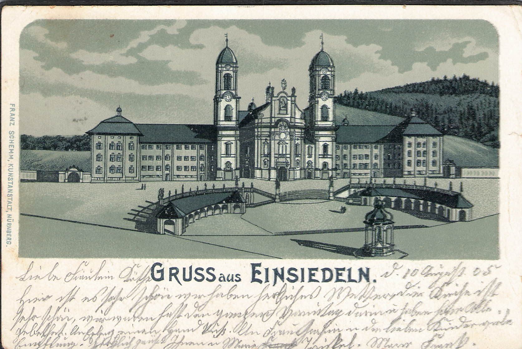 Cartoline postali: -Litho Gruss aus Einsiedeln , 1905 – Usato da Reichenburg venduto da Pipo-67