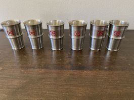 6er Set Zinnbecher 95% SFT Siegrist Langenthal